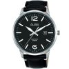 As9n15x1 alba watch men black dial leather strap quartz movt japan analog water resist 5bar three hand active