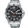 At2031x1 alba watch men black patterned dial stainless steel water resist 10bar metal silver strap quartz movt japan analog three hand active