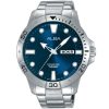 At2041x1 alba watch men blue dial stainless steel water resist 10bar metal silver strap quartz movt japan analog three hand active