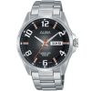 At2059x1 alba watch men gradation black patterned dial stainless steel water resist 10bar metal silver strap quartz movt japan analog three hand active