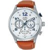 At3867x1 alba watch men silver white dial leather havan strap quartz movt japan analog chronograph water resist 5bar prestige