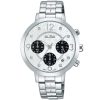 At3945x1 alba watch women silver patterned dial stainless steel metal strap quartz movt japan analog chronograph fashion