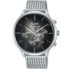 At3b37x1 alba watch men black gradation dial stainless steel metal silver mesh strap quartz movt japan analog chronograph signa