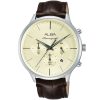 At3b45x1 alba watch men beige dial leather brown strap quartz movt japan analog chronograph signa