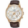 At3b94x1 alba watch men silver white dial leather brown strap quartz movt japan analog chronograph water resist 10bar prestige