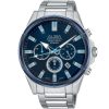 At3c69x1 alba watch men blue dial stainless steel metal silver strap quartz movt japan analog chronograph water resist 10bar active