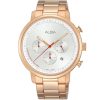 At3d52x1 alba watch men silver white dial stainless steel metal rose gold strap quartz movt japan analog chronograph wr 5bar prestige