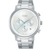At3d57x1 alba watch men silver white dial stainless steel metal strap quartz movt japan analog chronograph wr 5bar prestige
