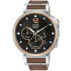 At3e14x1 alba watch men black dial leather brown strap quartz movt japan analog chronograph 10bar signa flagship
