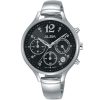 At3f03x1 alba watch women black dial stainless steel metal silver strap quartz movt japan analog chronograph fashion
