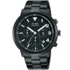 At3f43x1 alba watch men black dial stainless steel metal strap quartz movt japan analog water resistant 10bar chronograph signa