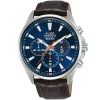 At3g63x1 alba watch men blue dial leather brown strap quartz movt japan analog chronograph water resist 10bar active