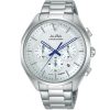 At3g83x1 alba watch men silver patterned dial stainless steel metal strap quartz movt japan analog chronograph 10bar signa flagship