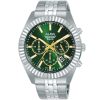 At3h15x1 alba watch men green dial stainless steel metal silver strap quartz movt japan analog chronograph water resist 5bar prestige
