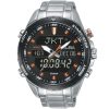 Az4057x1 alba watch men black dial stainless steel metal silver strap quartz movt japan digital analog 10bar time zone world time signa