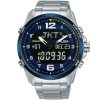 Az4069x1 alba watch men black dial stainless steel metal silver strap quartz movt japan digital analog 10bar time zone signa active