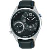 Az9025x1 alba watch men black patterned dial leather strap quartz movt japan analog dual time zone water resistant 10bar signa flagship