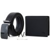 Lacoste men's black wallet and leather belt gift set box