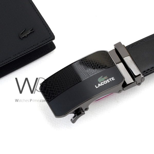 Lacoste Men's Black Wallet and Belt Gift | Watches Prime