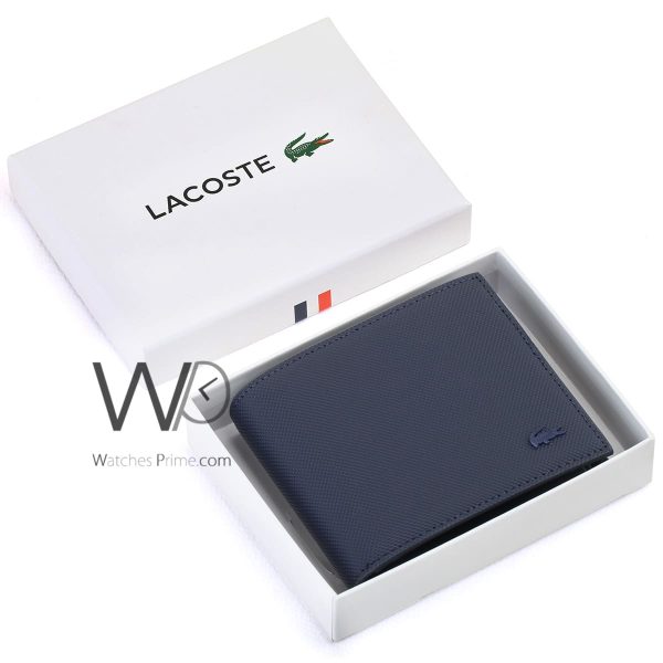 Lacoste Wallet Blue Leather for Men | Watches Prime