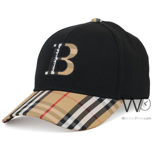 Burberry BT Motif Icon Stripe Black Beige Cap | Watches Prime