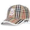 Baseball burberry bt hat beige motif icon stripe cotton cap