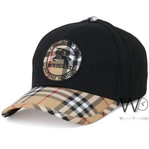 baseball-burberry-london-england-hat-black-beige-motif-Icon-stripe-cotton-cap