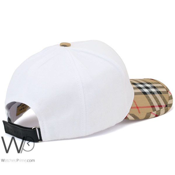Burberry BT Motif Icon Stripe White Baseball Cap | Watches Prime