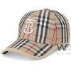 Burberry bt baseball hat beige motif icon stripe cotton cap