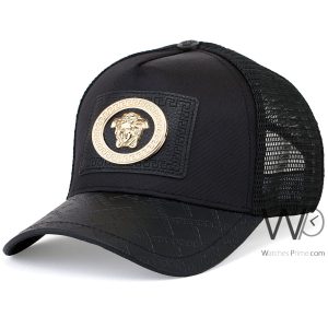 gianni-versace-trucker-leather-cap-black-mesh-snapback-hat