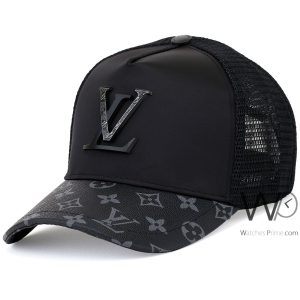 louis-vuitton-lv-trucker-cap-black-mesh-snapback-hat