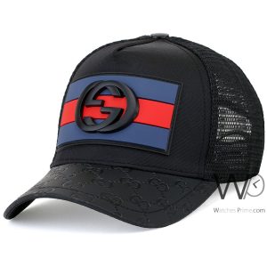patterned-gucci-gg-trucker-cap-black-mesh-leather-snapback-hat