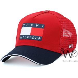 trucker-hat-tommy-hilfiger-th-1985-red-blue-cotton-net-cap