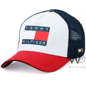 trucker-hat-tommy-hilfiger-th-1985-white-blue-red-cotton-net-cap