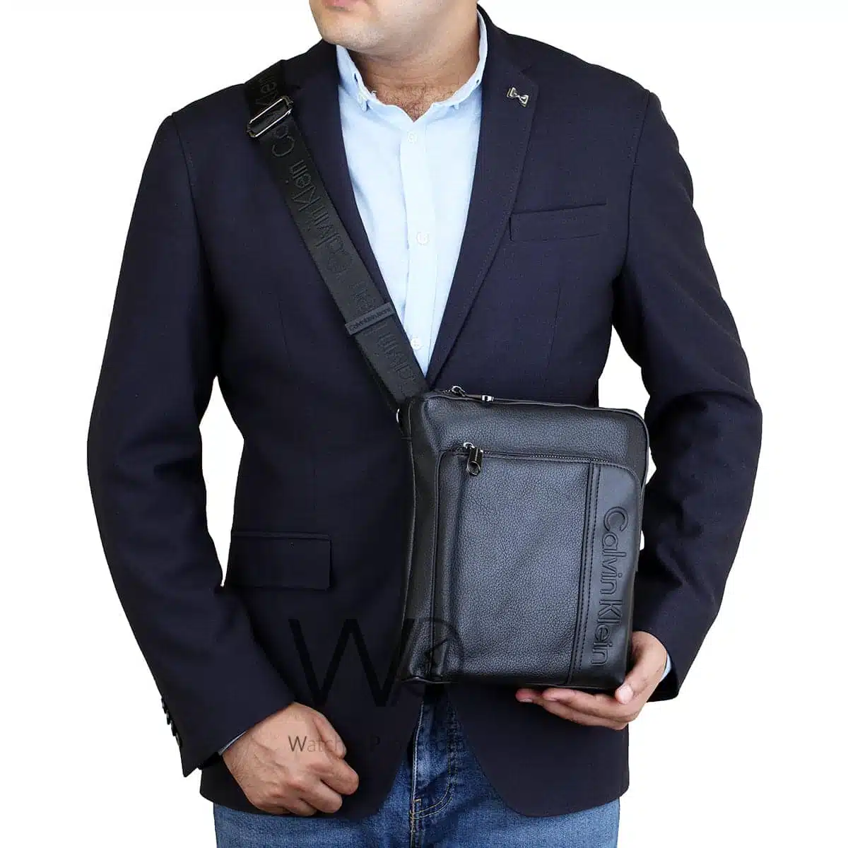 Calvin Klein CK Leather Black Crossbody Bag | Watches Prime