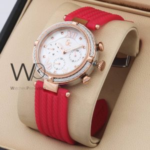 guess collection gc lady chic red rubber strap white dial women watch