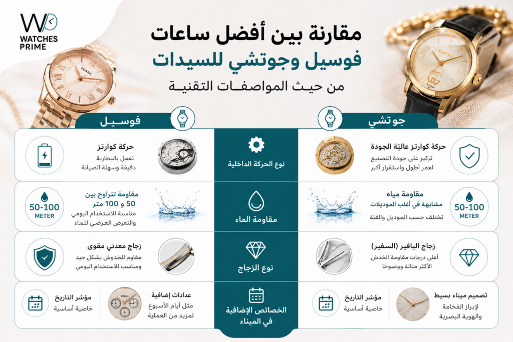 مقارنة بين افضل ساعات فوسيل و جوتشي للسيدات في مصر | واتشز برايم مقارنة بين افضل ساعات فوسيل و جوتشي للسيدات في مصر | واتشز برايم