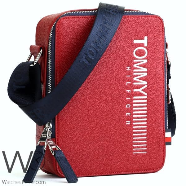Tommy Hilfiger Red Men's Crossbody Messenger| Watches Prime