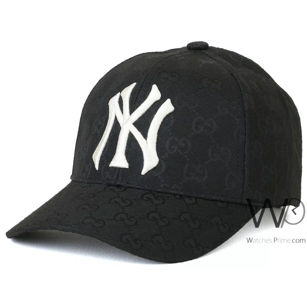 Gucci NY Patterned Black Baseball Cotton Cap | Watches Prime