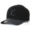 Black Louis Vuitton LV Patterned Baseball Leather Cap | Watches Prime