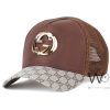 Brown gucci gg patterned trucker cap