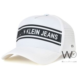 calvin klein-jeans-ck-white-baseball-men-cap-cotton-hat