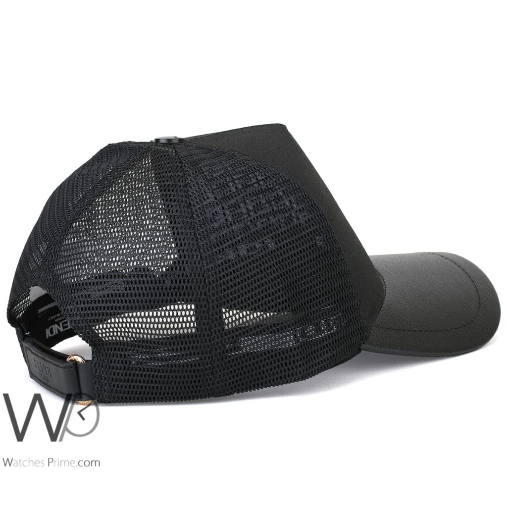 Fendi Eyes Leather Trucker Black Cap | Watches Prime