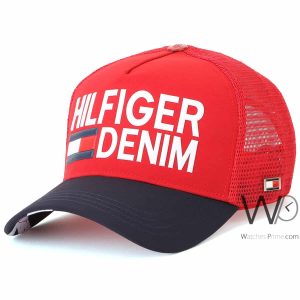 hilfiger-denim-trucker-cap-red-blue-cotton-net-hat