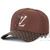 Louis vuitton lv brown baseball polyester leather cap