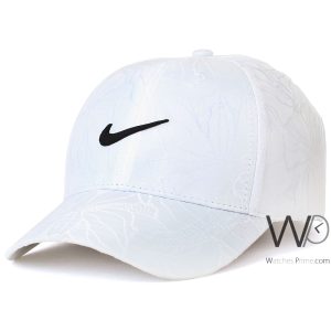 nike-white-baseball-polyester-flower patterned-cap