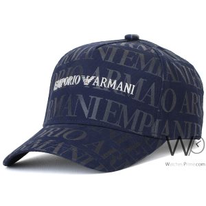 patterned-emporio armani-navy-blue-baseball-cap-cotton-hat