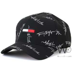 tommy-hilfiger-black-baseball-cotton-cap-patterned-hat