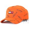 Tommy hilfiger orange baseball cotton cap patterned hat