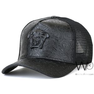 versace-trucker-black-leather-mesh-cap